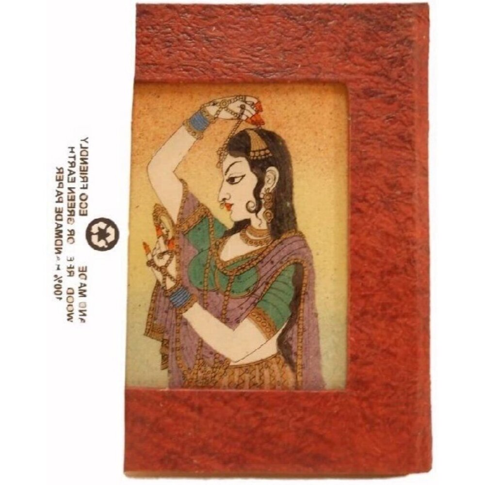 Eco Friendly Handmade Paper Journal w/ Gemstone Painting on Cover